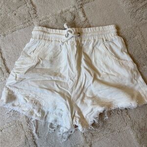 Women's White Linen Shorts